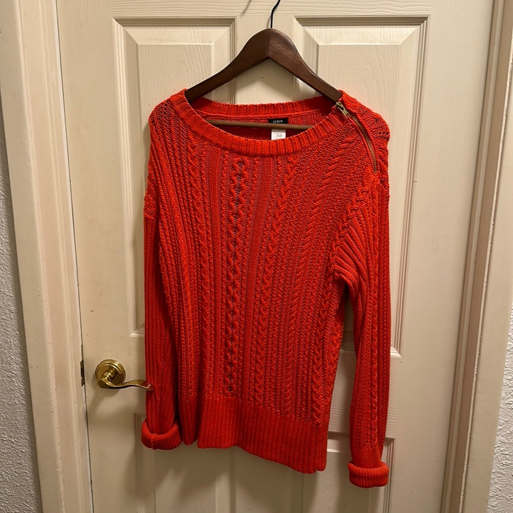 Jcrew orange knit sweater, size large